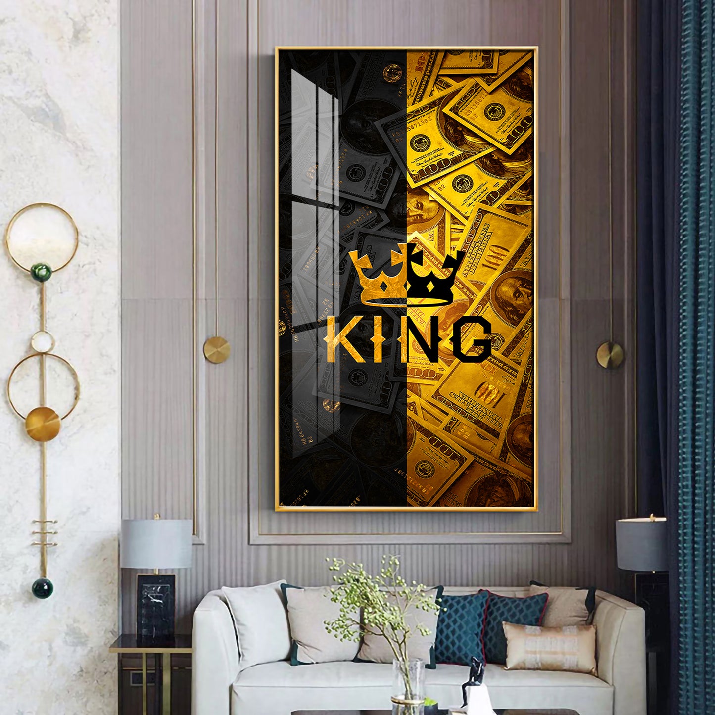 King Motivational Glass Finish Vertical Wall Art