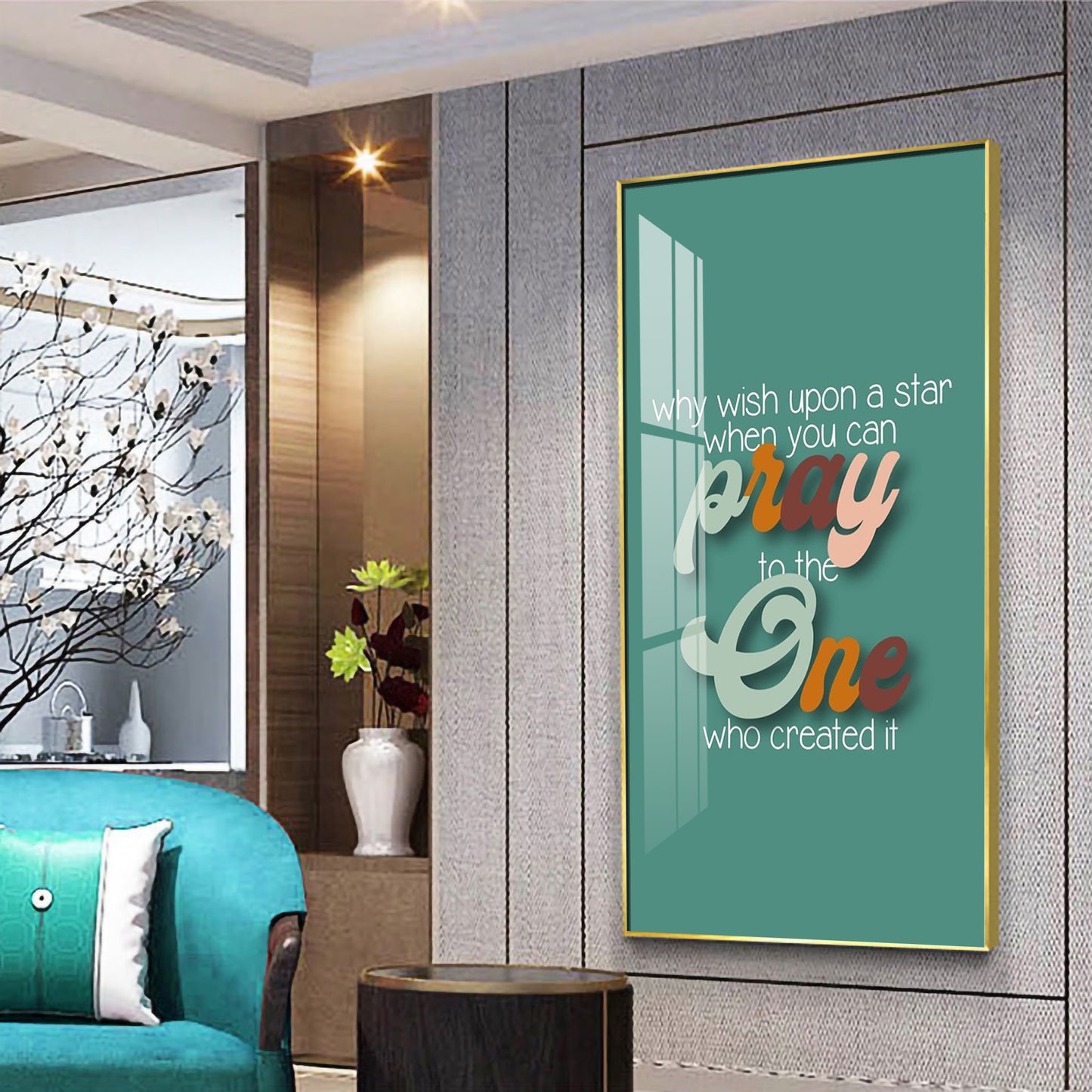 Pray To The One Motivational Glass Finish Vertical Wall Art