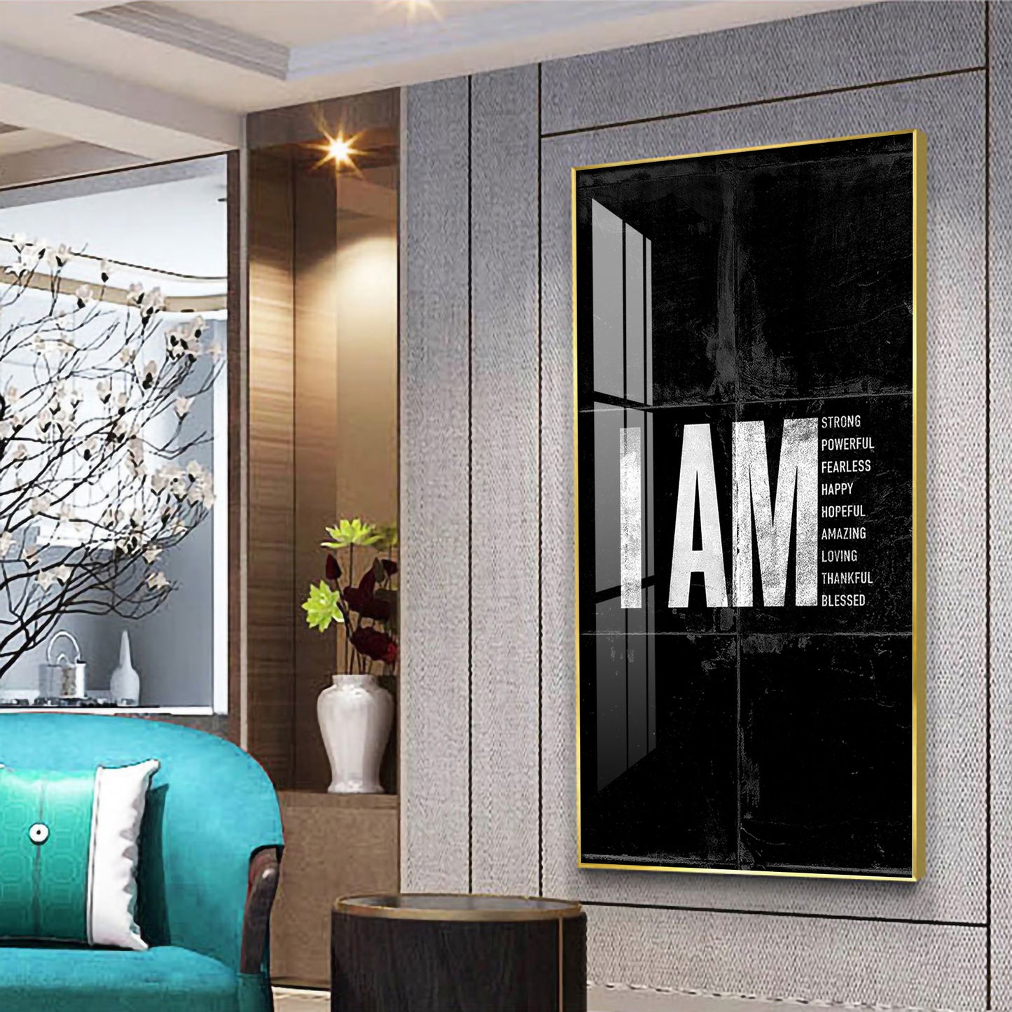 Clean Lines Motivational Glass Finish Vertical Wall Art