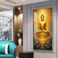 Golden Budha's Aura Glass Finish Vertical Wall Art