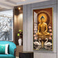 Meditating Budha With Swarn Glass Finish Vertical Wall Art