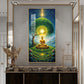 Meditating Buddha In Nature Glass Finish Vertical Wall Art