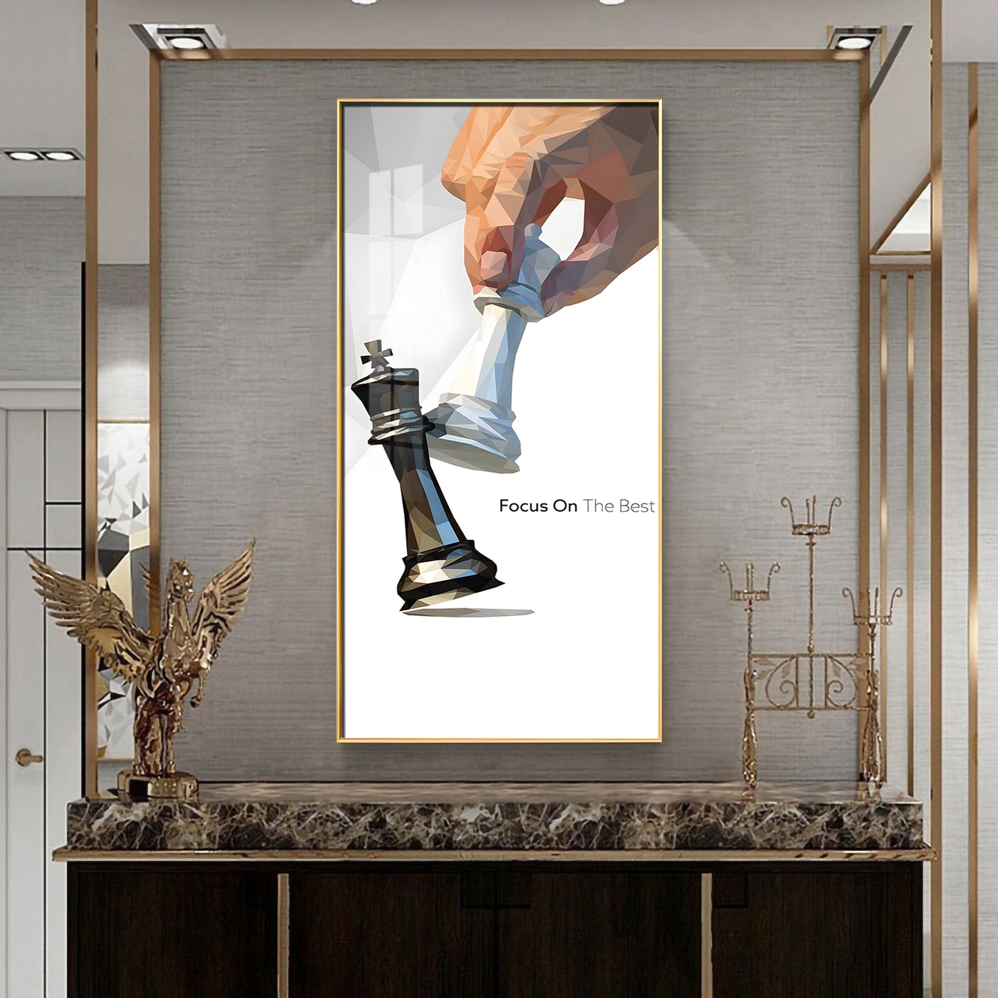Focus On The Best Motivational Glass Finish Vertical Wall Art