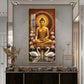Meditating Budha With Swarn Glass Finish Vertical Wall Art