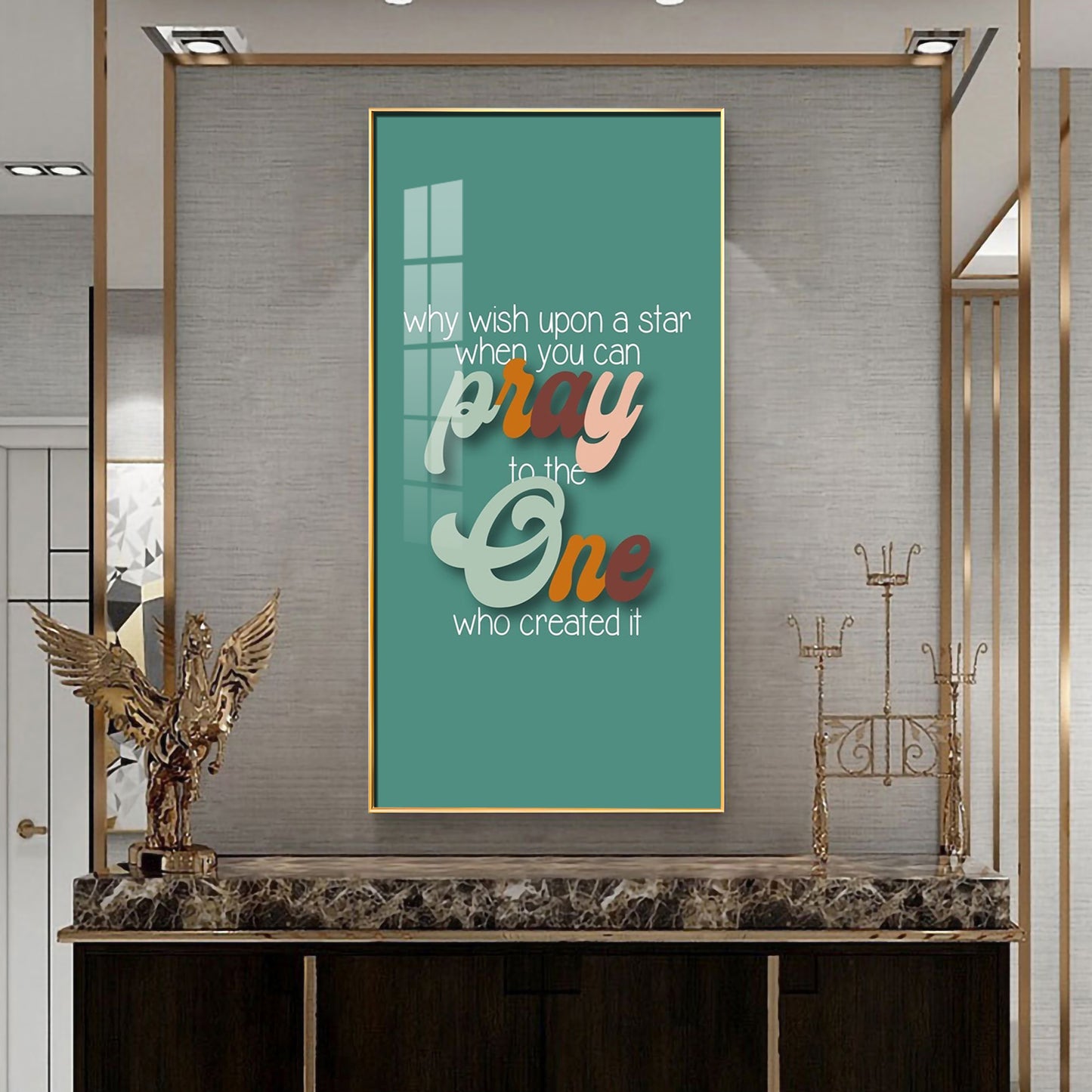 Pray To The One Motivational Glass Finish Vertical Wall Art