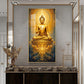Golden Budha's Aura Glass Finish Vertical Wall Art