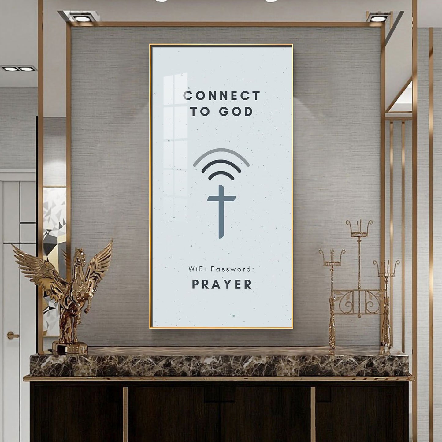 Connect To God Motivational Glass Finish Vertical Wall Art