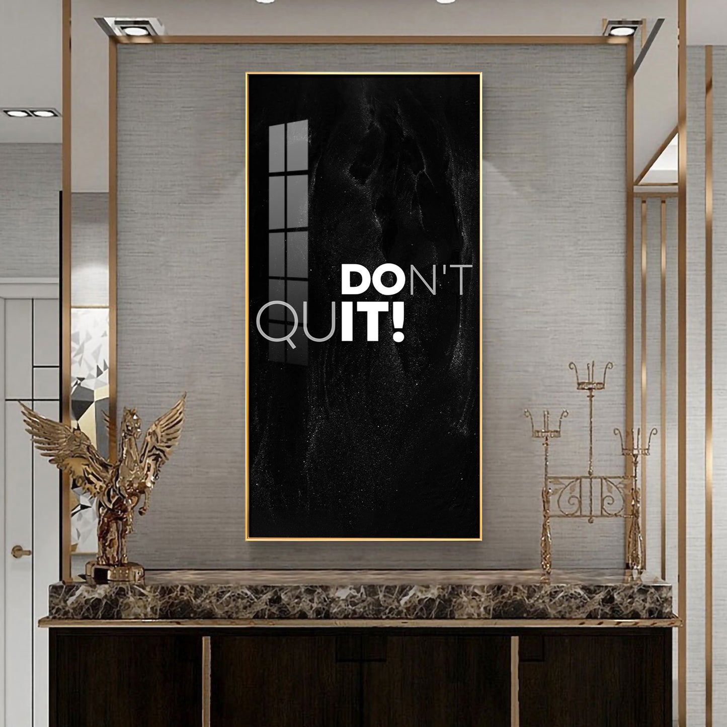 Don't Quit Motivational Glass Finish Vertical Wall Art