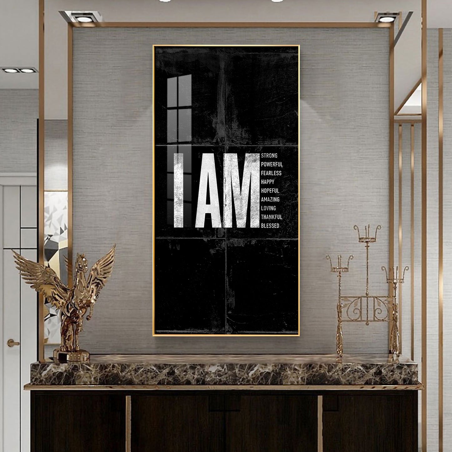 Clean Lines Motivational Glass Finish Vertical Wall Art