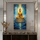 Calm Buddha In River Glass Finish Vertical Wall Art