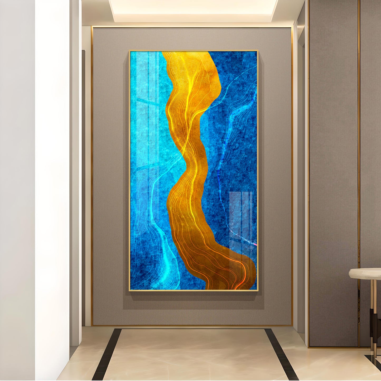 Daffodil Wave Glass Finish Vertical Wall Art