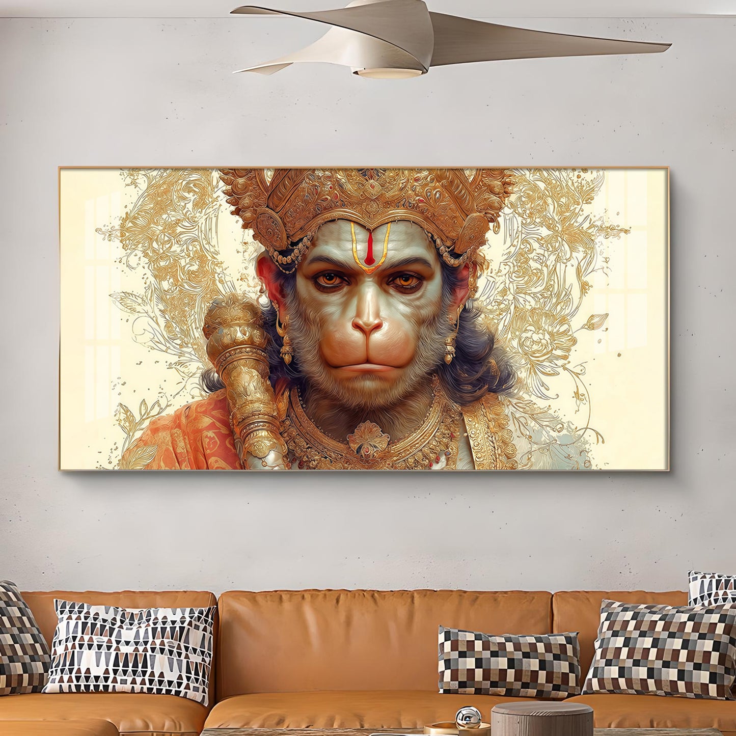 Shri Ram Bhakt Balaji Glass Finish Horizontal Wall Art
