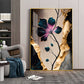 Noir Blossom Majesty Glass Finish Vertical Wall Art