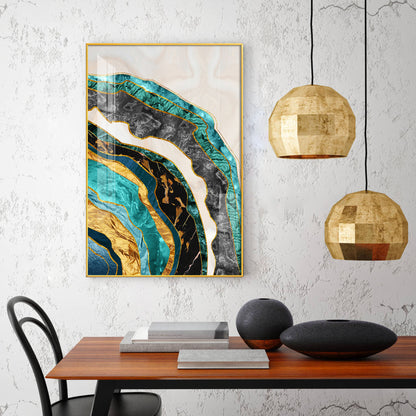 Opulent Waves Glass Finish Vertical Wall Art