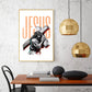 Jesus Christ with Cross Glass Finish Vertical Wall Art