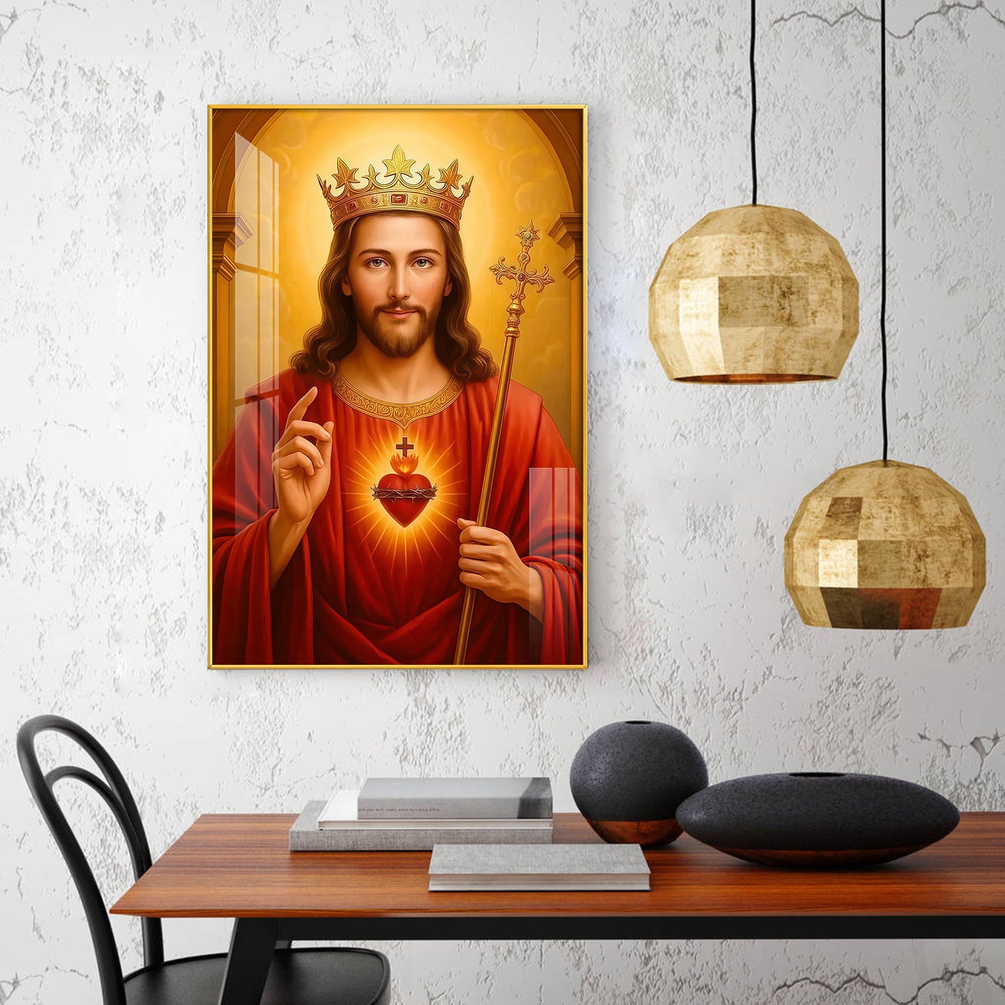 Christian God jesus Glass Finish Vertical Wall Art