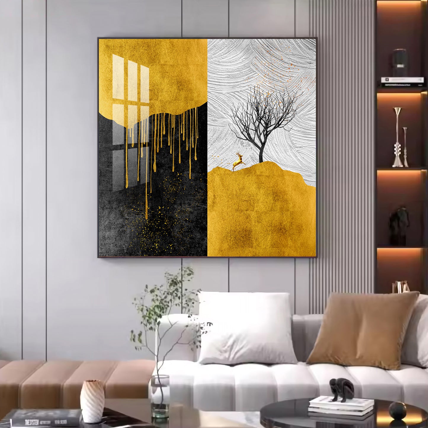 Majestic Tree Glass Finish Square Wall Art