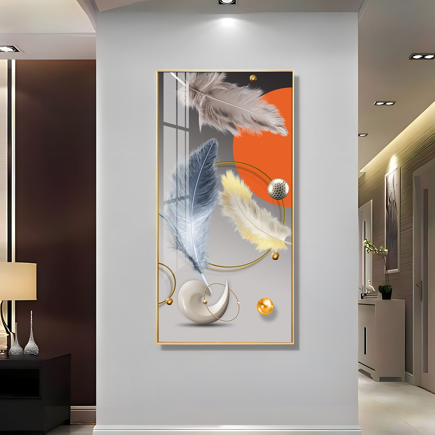 Shellscape Art Glass Finish Vertical Wall Art