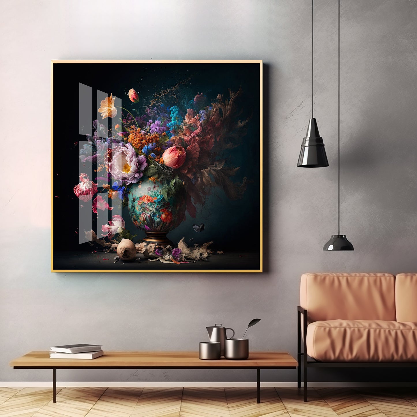 Botanical Beauty Glass Finish Square Wall Art