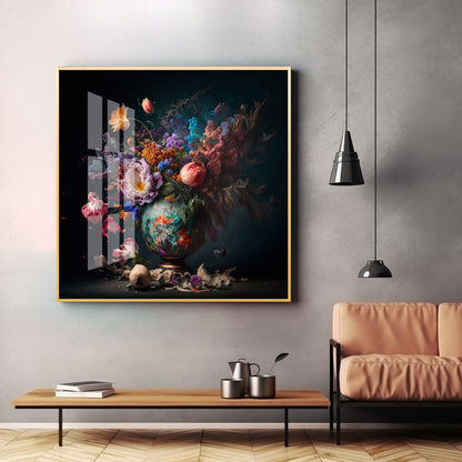 Botanical Beauty Glass Finish Square Wall Art