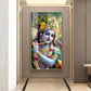 Hare Krishna Ji Glass Finish Vertical Wall Art