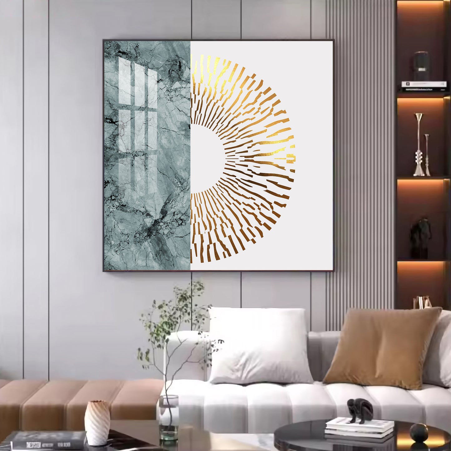 Golden Glided Glass Finish Square Wall Art