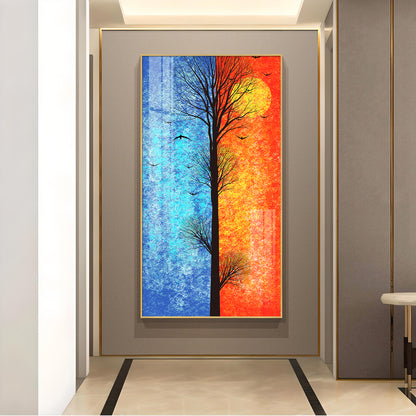 Tranquil Heights Glass Finish Vertical Wall Art