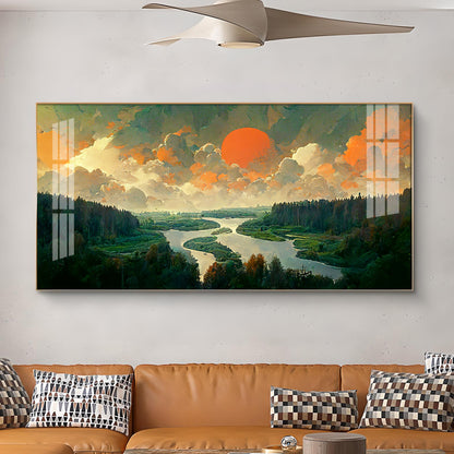 Nature Peaceful Glass Finish Horizontal Wall Art