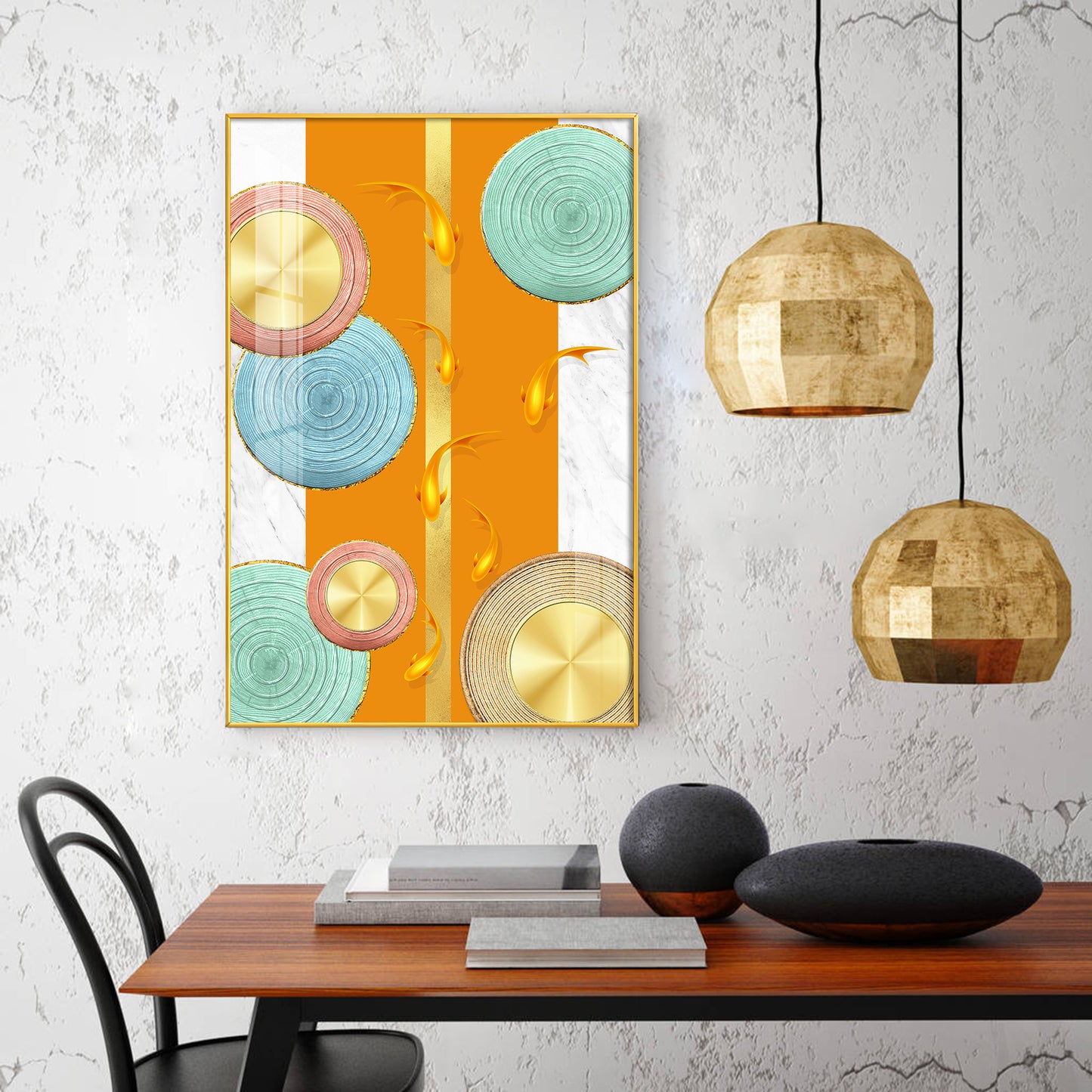 Chromatic Orb Glass Finish Vertical Wall Art