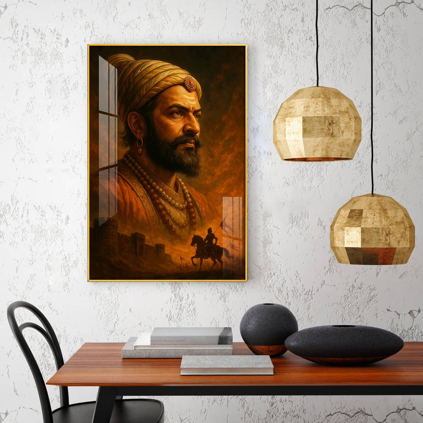 Chhatrapati Shivaji Maharaj Glass Finish Vertical Wall Art
