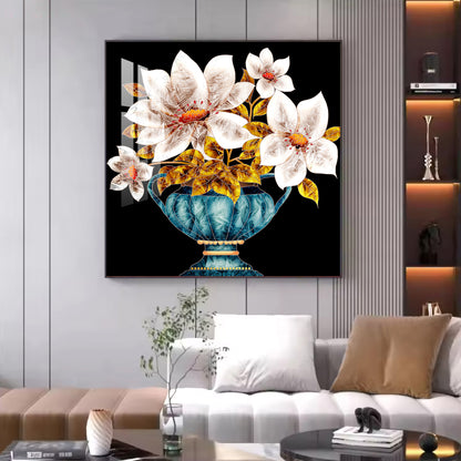 Vase of Vibrance Glass Finish Square Wall Art