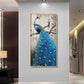 Dual Peacock Serenity Glass Finish Vertical Wall Art
