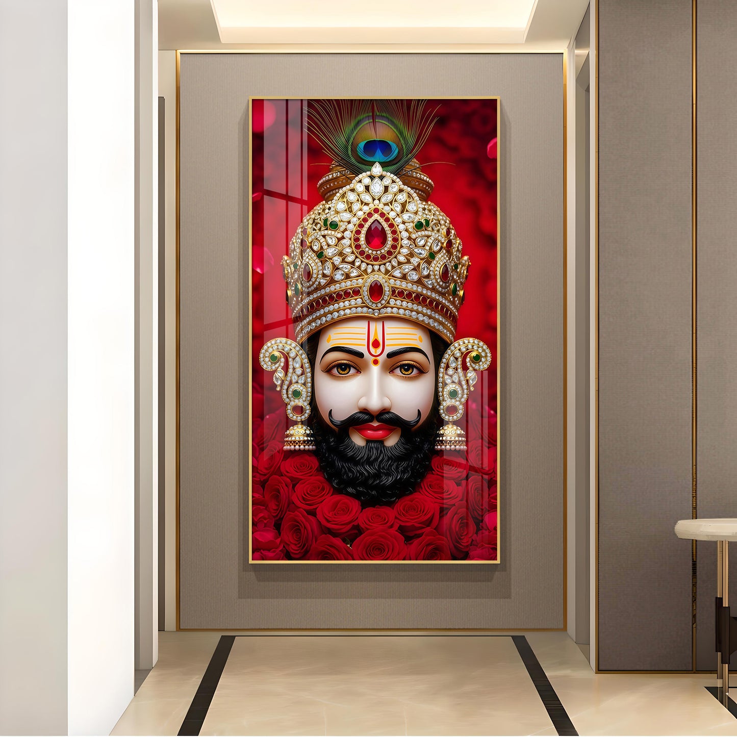 Shyam Baba Glass Finish Vertical Wall Art