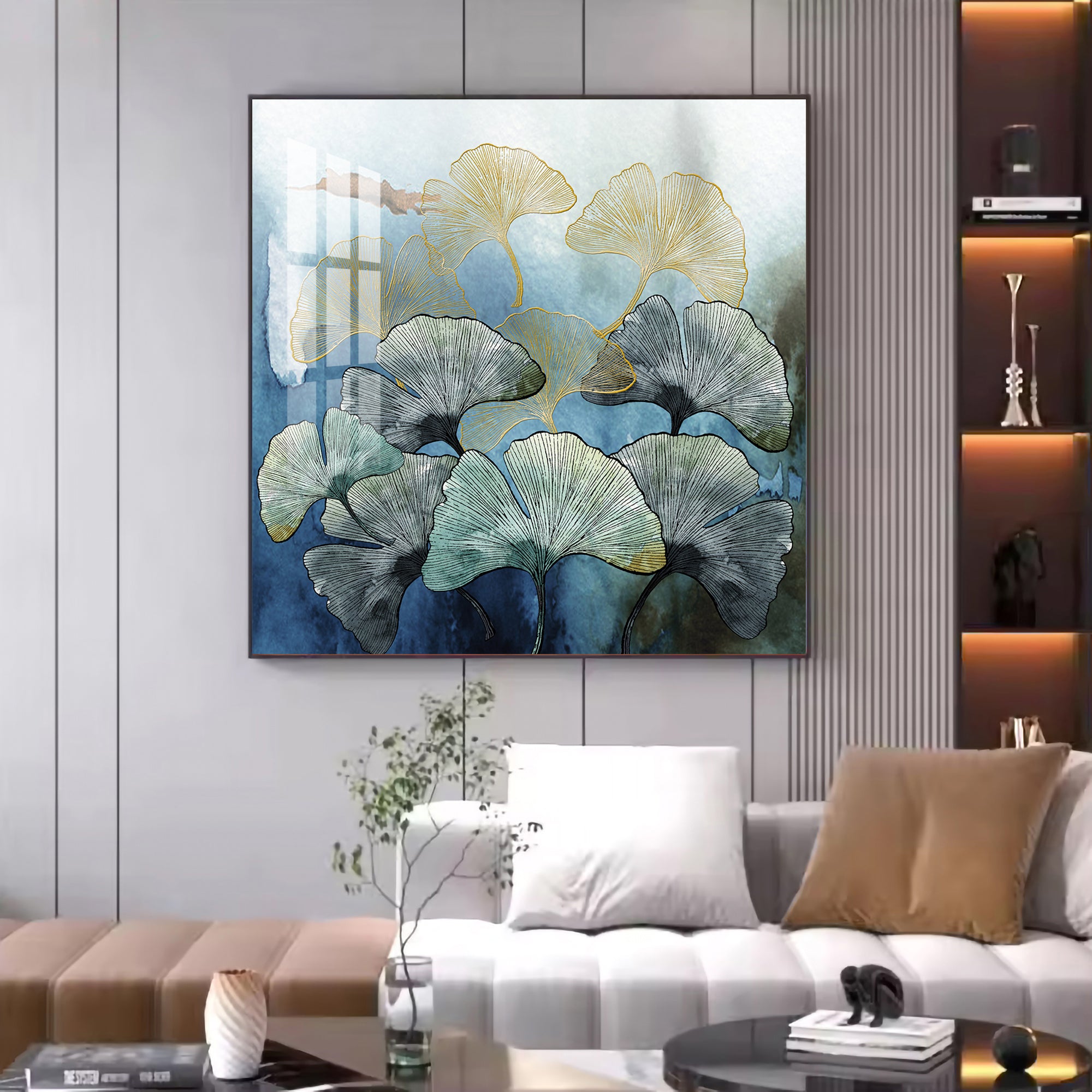 Tranquil Blossom Glass Finish Square Wall Art