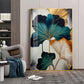 Green And White Petals Glass Finishh Vertical Wall Art