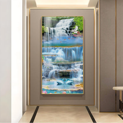 Ethereal Waterscape Glass Finish Vertical Wall Art