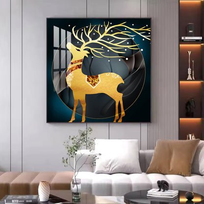 Ethereal Antlers Glass Finish Square Wall Art