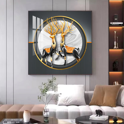 Deer in Unity Glass Finish Square Wall Art