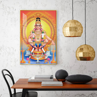 Ayyappa Swamy Glass Finish Vertical Wall Art