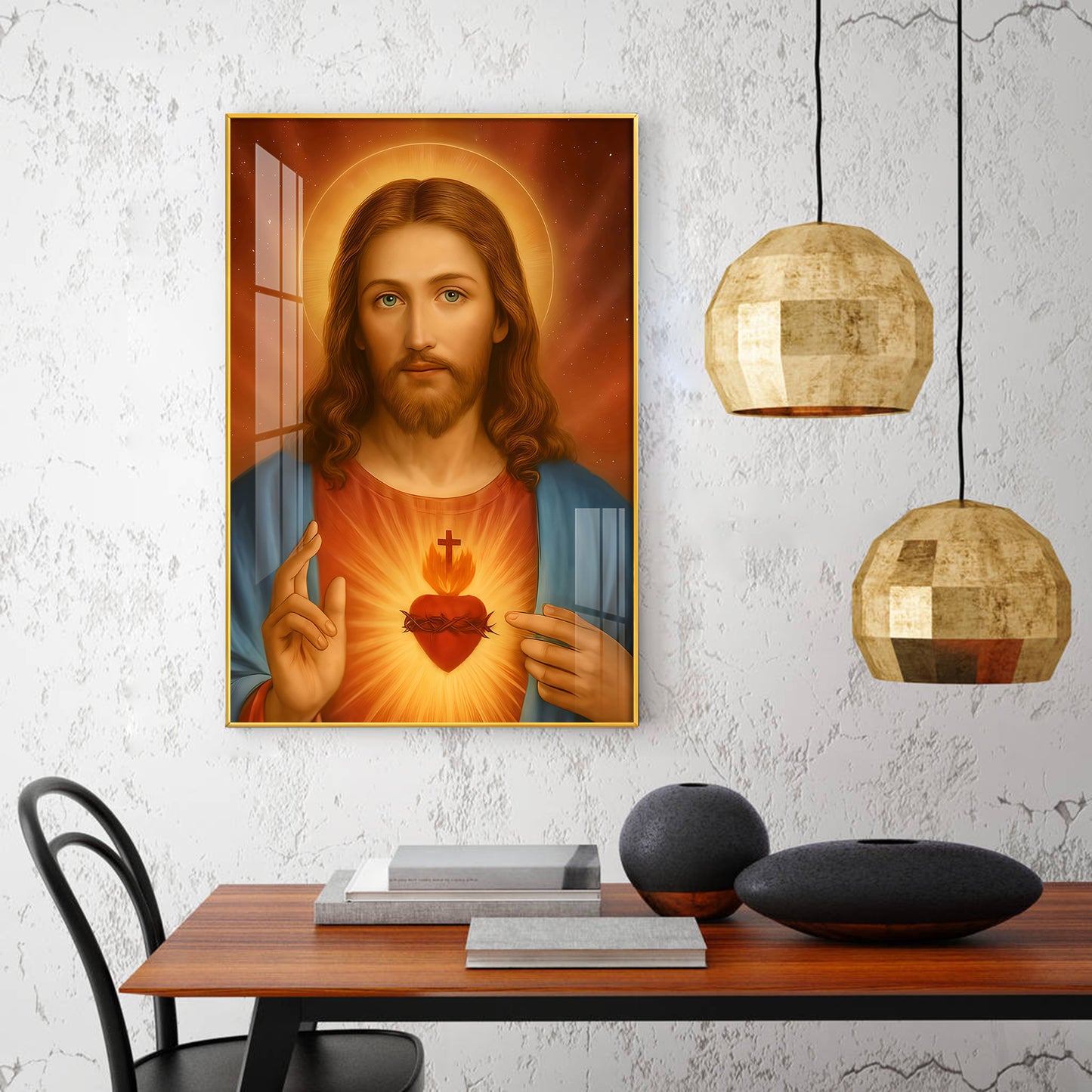 Father Lord Jesus Glass Finish Vertical Wall Art