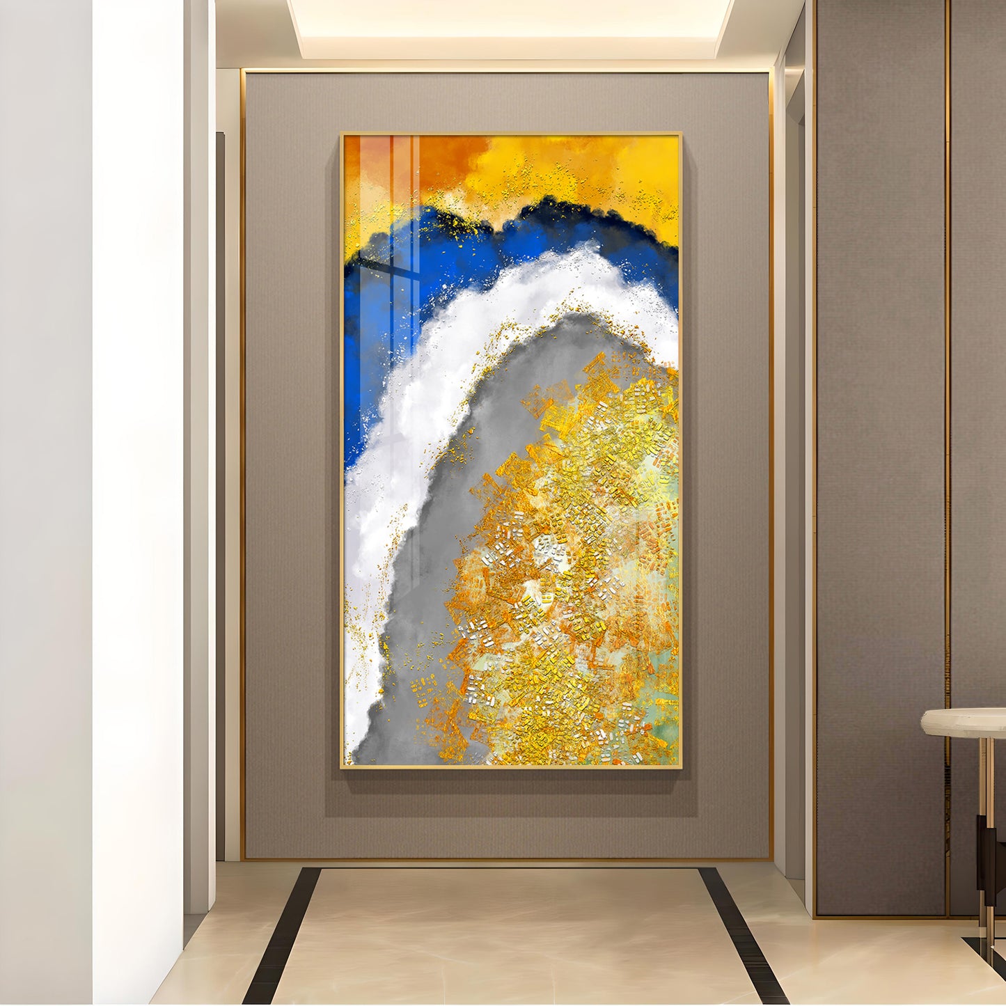 Ethereal Waveform Glass Finish Vertical Wall Art