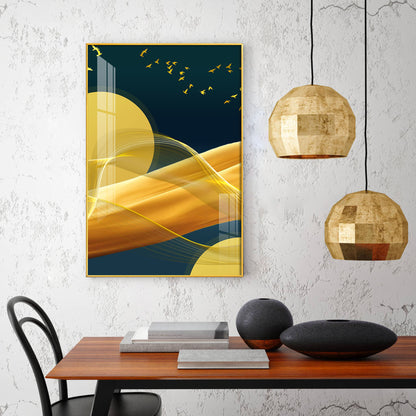 Sunlit Wave Mural Glass Finish Vertical Wall Art