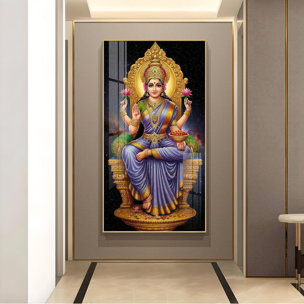 Mahalaxmi Glass Finish Vertical Wall Art