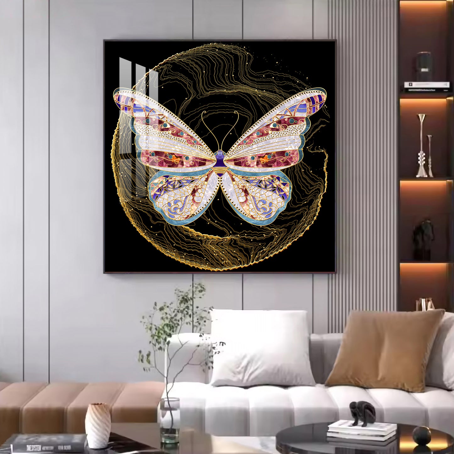 Nocturnal Wings Glass Finish Square Wall Art