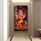 Hindu God Ganesh Glass Finish Vertical Wall Art