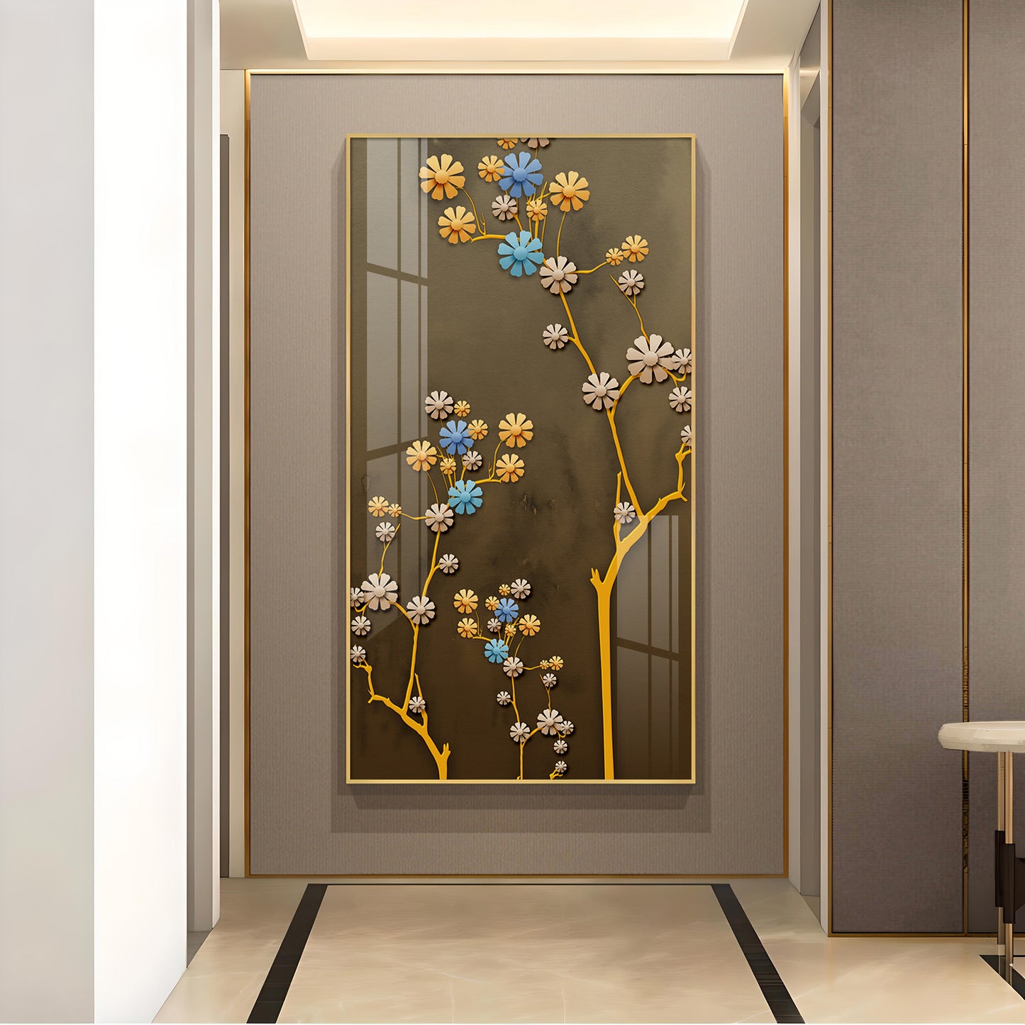 Blossom Mural Glass Finish Vertical Wall Art