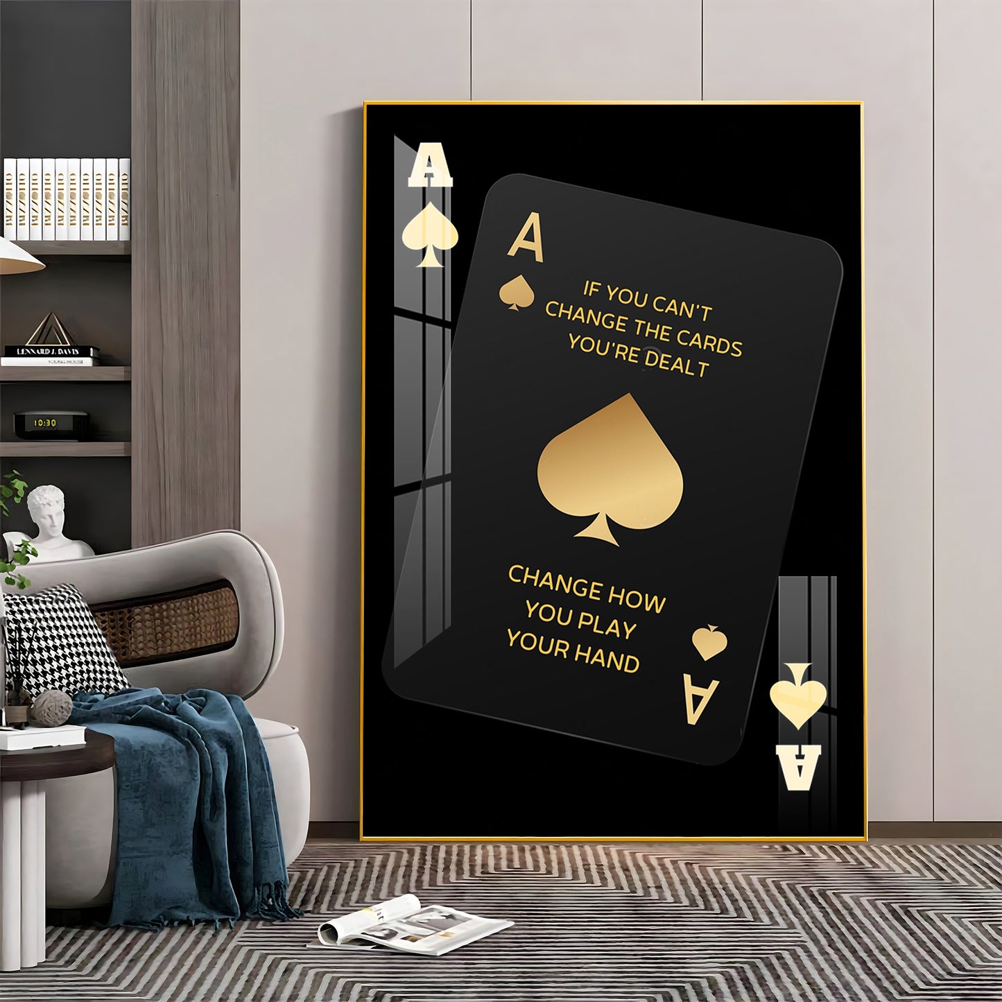 Luxe Ace of Spades Glass Finish Vertical Wall Art