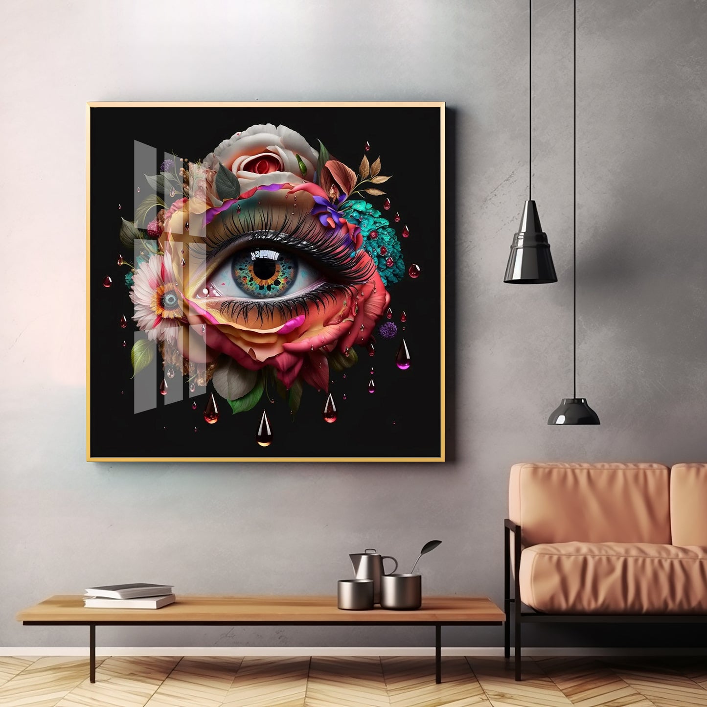 Radiant Jewel Eye Glass Finish Square Wall Art