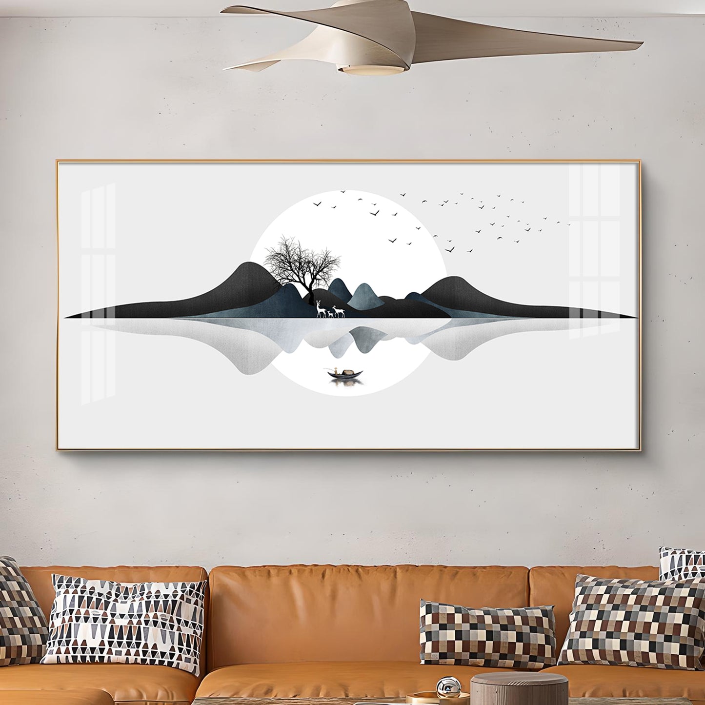 Watercolor Mountains Glass Finish Horizontal Wall Art