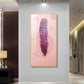 Pink Plume Glass Finish Vertical Wall Art
